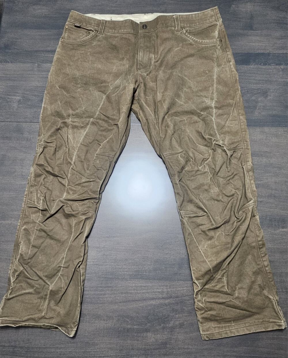 Kuhl Men's 42x32 Ryder Pants Khaki Patina Dye Distressed Outdoor Hiking Workwear